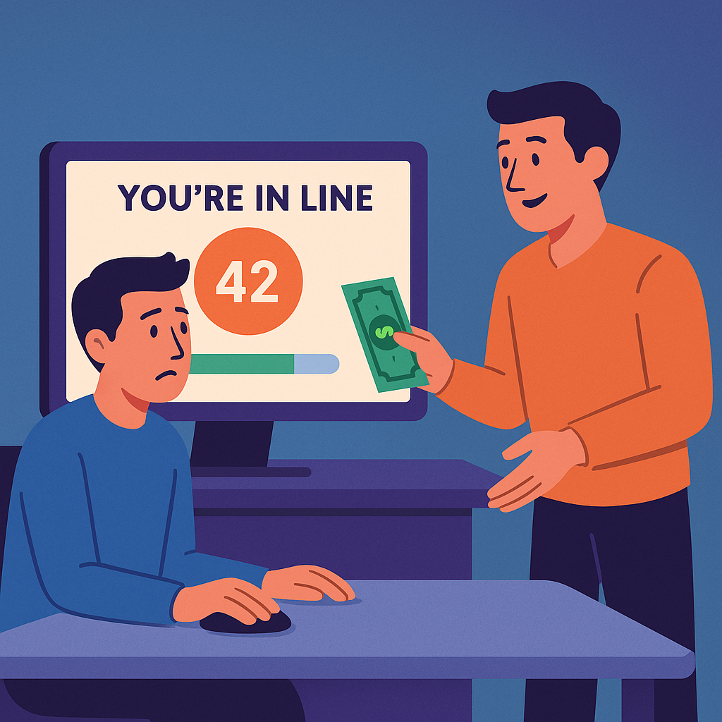 Skip the Line: How People Are Making Money Selling Spots in Virtual Queues
